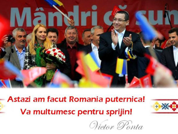 Imaginea articolului Ponta, primul mesaj pe Facebook după exit-poll-uri: Astăzi am făcut România puternică!