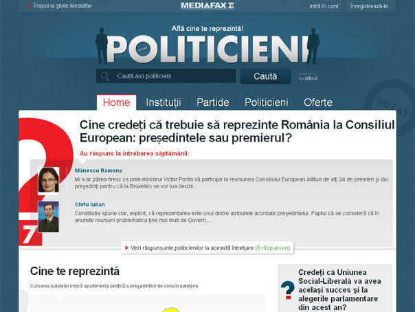 Imaginea articolului MEDIAFAX lansează www.politicieni.mediafax.ro, singura platformă din România despre politicienii aflaţi în funcţii publice