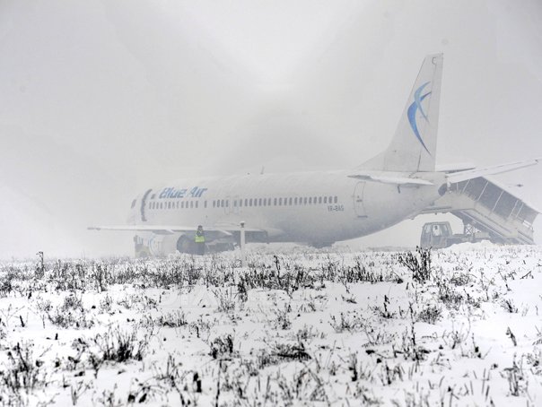 Imaginea articolului Incident aviatic la Cluj. Un avion al Blue Air cu 116 pasageri a ieşit de pe pista la aterizare din cauza zăpezii - GALERIE FOTO, VIDEO