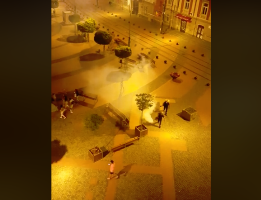 Imaginea articolului „Dezinsecţie în stil românesc”. Timişoreni care se aflau în centrul oraşului, „gazaţi” cu substanţe pentru combaterea insectelor | VIDEO
