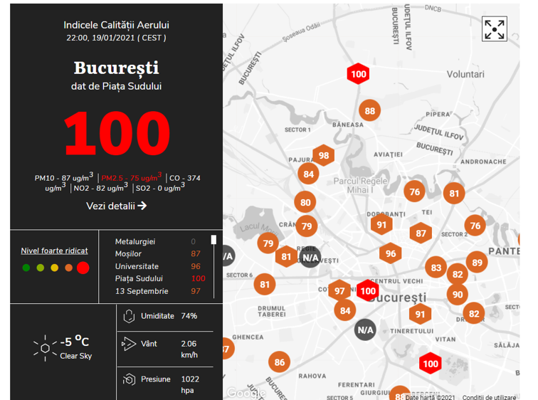 Imaginea articolului O nouă depăşire a limitelor de poluare în Bucureşti. Aer irespirabil, marţi seară