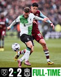 Imaginea articolului West Ham 2-2 Liverpool: Ciocănarii dau o nouă lovitură grea speranţelor la titlu ale cormoranilor