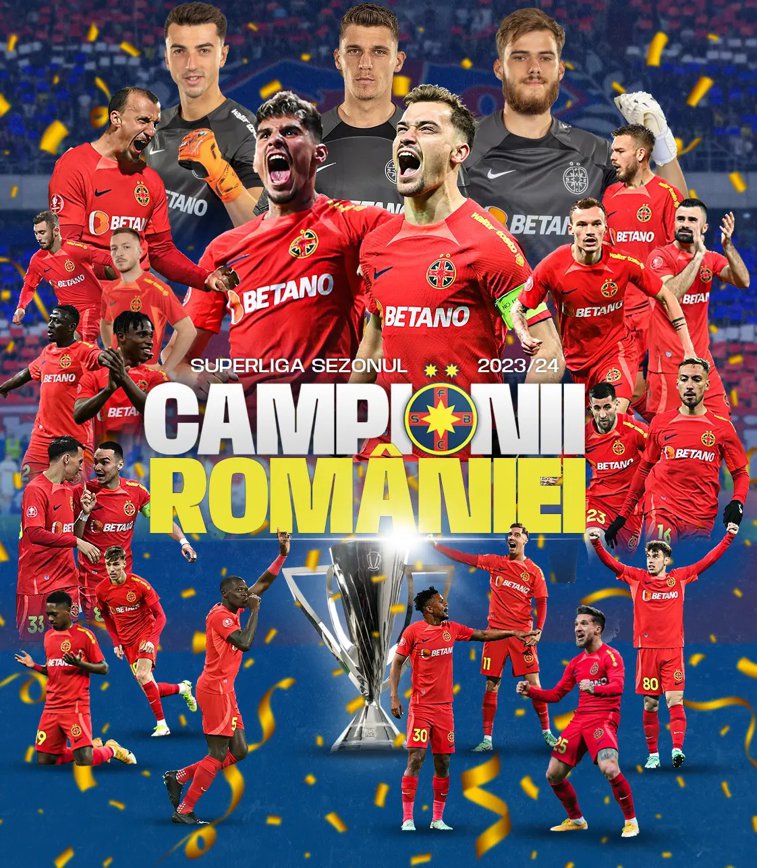 Imaginea articolului FCSB e noua campioană a României la fotbal masculin