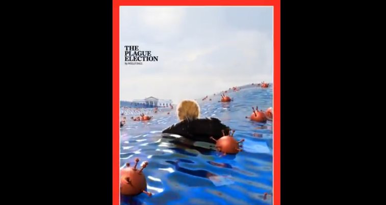 Imaginea articolului Trump înoată într-un ocean de COVID pe noua copertă TIME