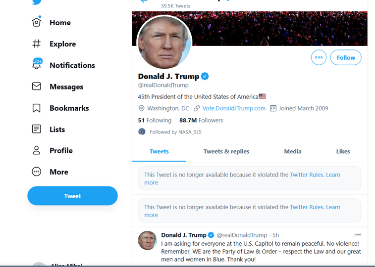 Imaginea articolului Contul de Twitter al lui Donald Trump a fost blocat pentru 12 ore