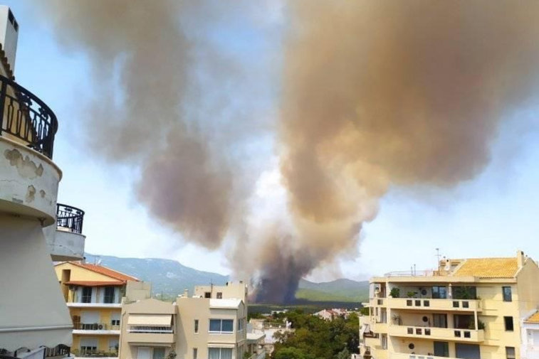 Imaginea articolului VIDEO Incendiu scăpat de sub control, în Grecia. Flăcările se extind în nordul Atenei