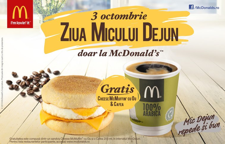 Imaginea articolului (P) McDonald’s e Gata de Bună Dimineaţa şi face cinste de Ziua Micului Dejun
