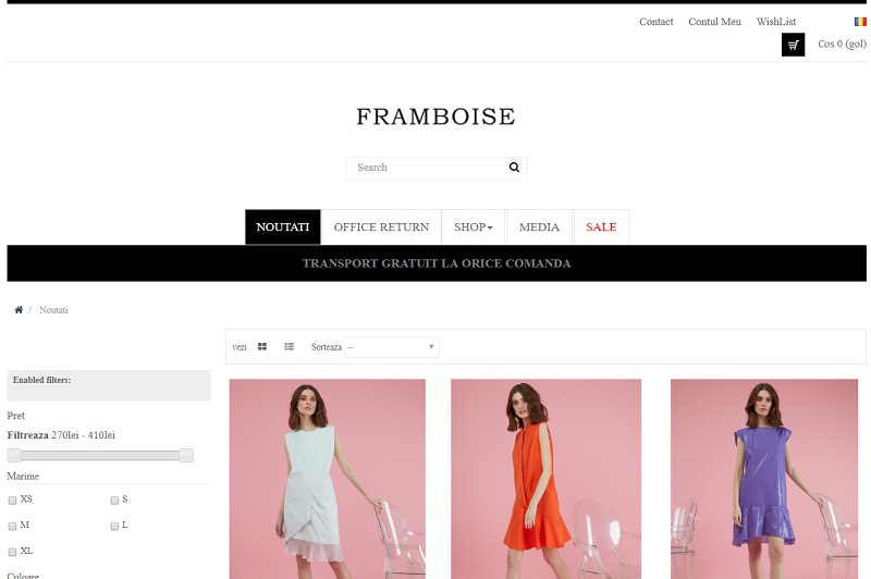 Atelierul de modă Framboise: Online-ul este cel mai important canal de vânzare, cu o pondere de 70%. Valoarea medie a unei comenzi plasate pe Framboise.ro se situează la 600 de lei