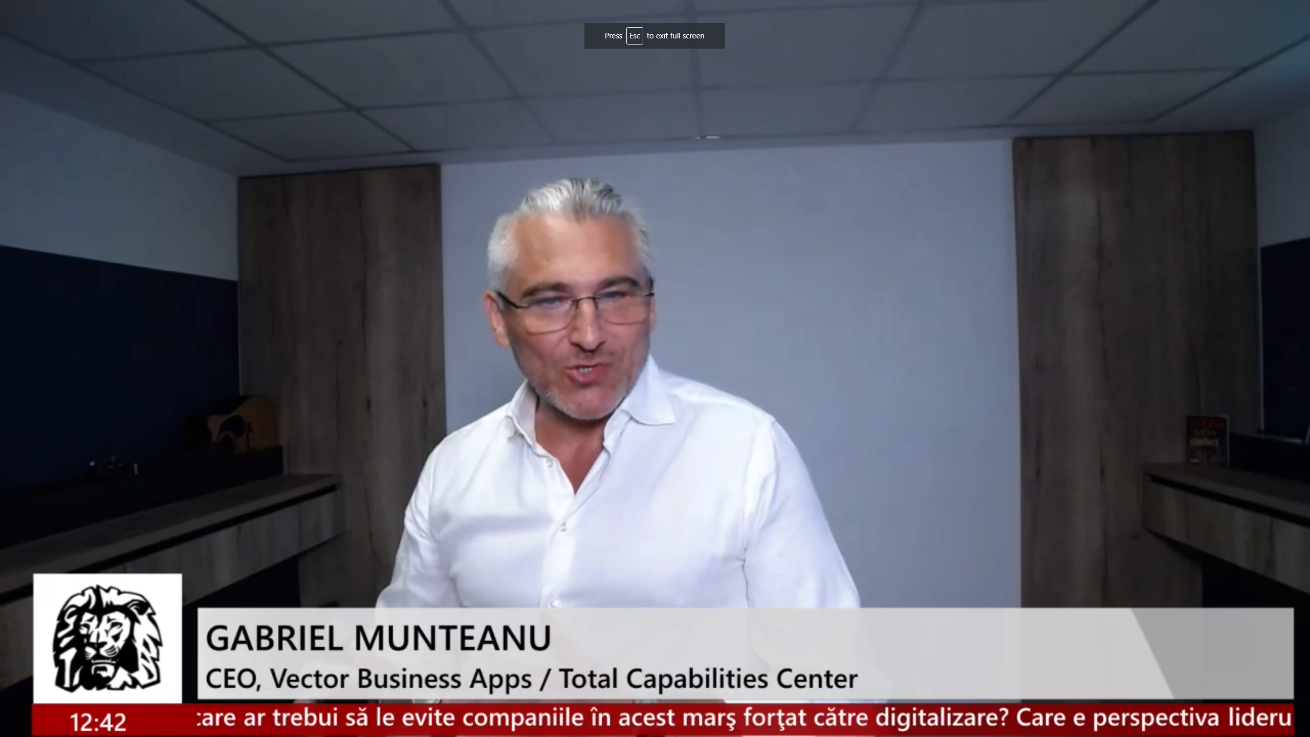 Gabriel Munteanu, CEO Vector Business Apps / Total Capabilities Center: Digitalizarea poate fi un pericol la ora actuală dacă nu e gândită bine, dacă nu dezvoltăm abilităţile digitale a celor cu care lucrăm