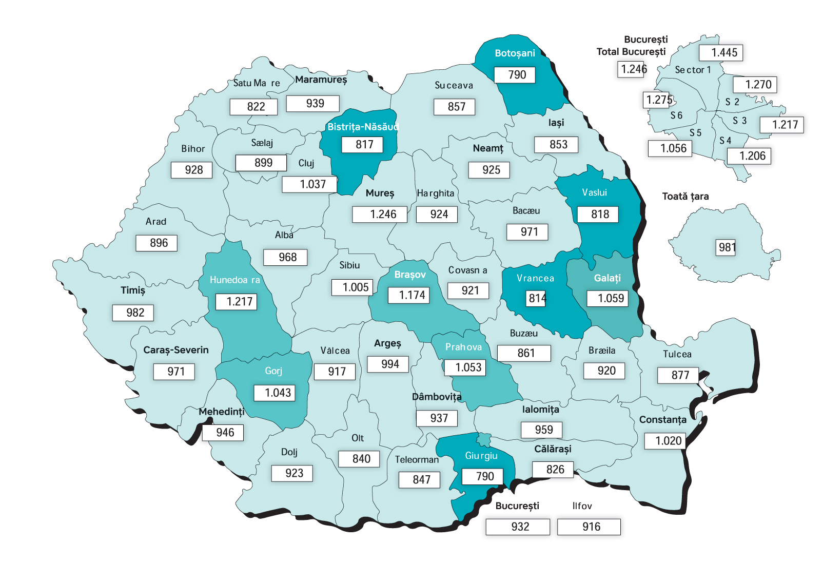 Harta pensiilor medii din România: unde a fost industrie sunt acum cele mai mari pensii