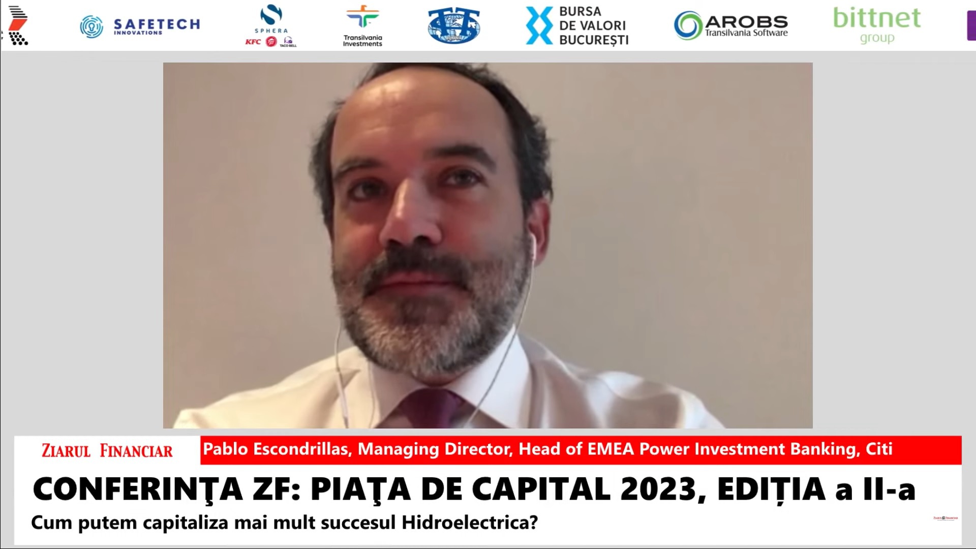 Pablo Escondrillas, Citi: Cred că IPO-ul Hidroelectrica a fost o parte importantă din repornirea pieţei IPO-urilor din Europa