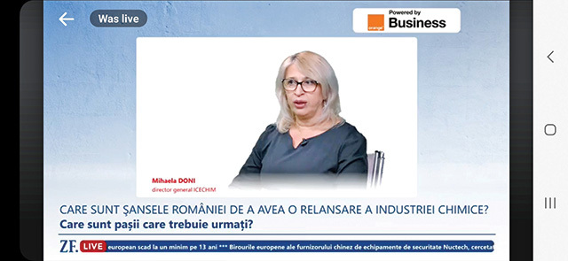 ZF Live. Care sunt şansele României de a relansa industria chimică. Mihaela Doni, ICECHIM: „Există şanse mari de relansare a industriei chimice, dar este nevoie de o strategie naţională şi voinţă politică“
