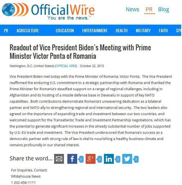 Vizitele în SUA. De ce premierul Ponta nu joacă în aceeași ligă cu președintele Băsescu. Biden2