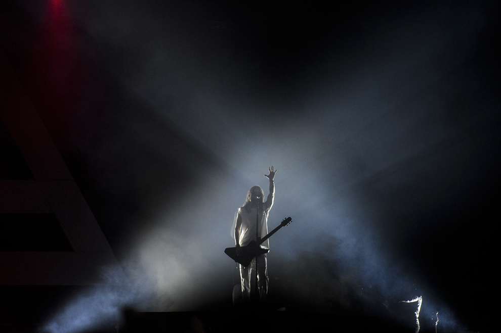 Jared Leto, solistul trupei "Thirty Seconds to Mars", susţine un concert, în Bucureşti, sâmbătă, 5 iulie 2014.