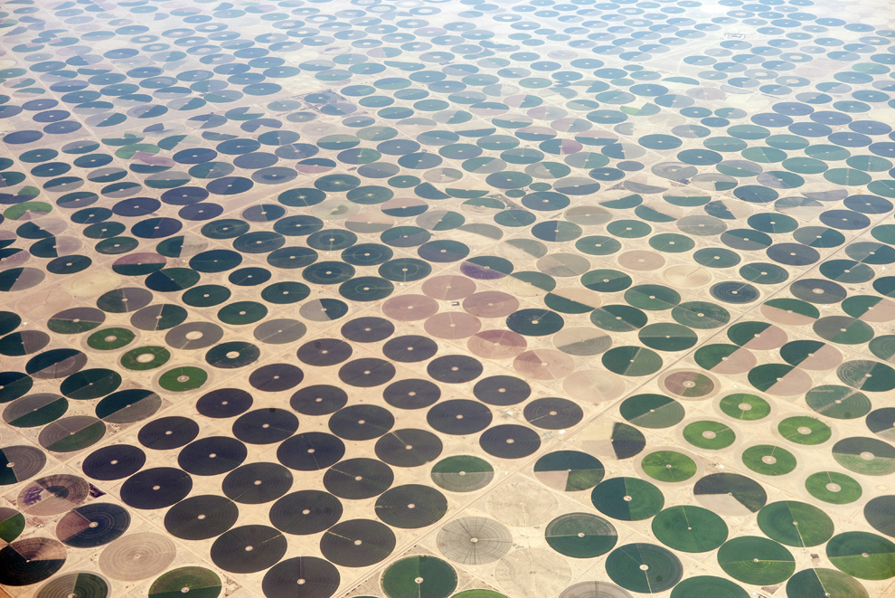 Imagine aeriană cu culturi agricole, în Arabia Saudita, joi, 11 septembrie 2014.