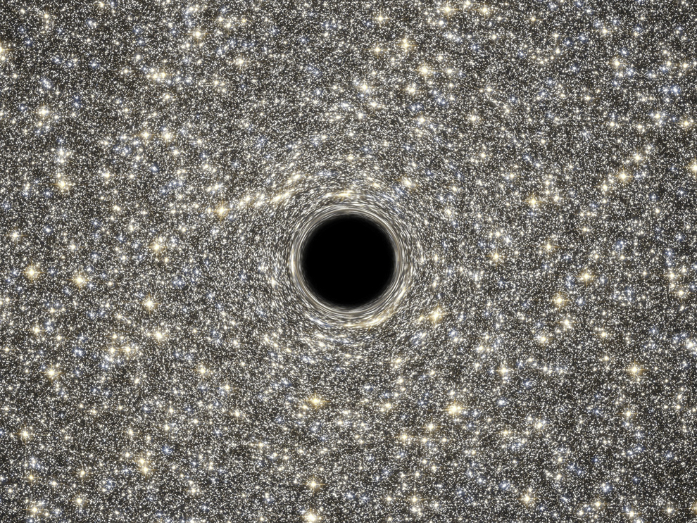 Fotografie facută publică de ESA/ Hubble: Ilustraţie cu o gaură neagră localizată în mijlocul galaxiei M60-UCD1A.
