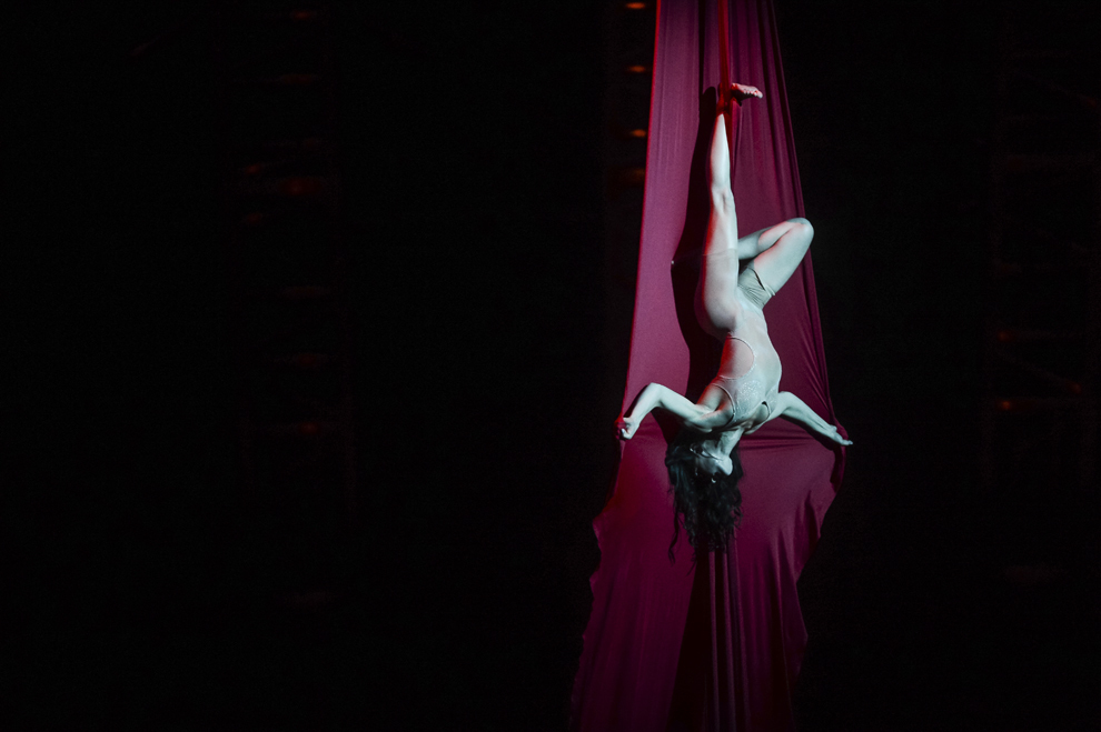 O artistă a companiei Cirque du Soleil evoluează în timpul spectacolului "Quidam", la complexul Romexpo din Bucureşti, joi, 29 ianuarie 2015.