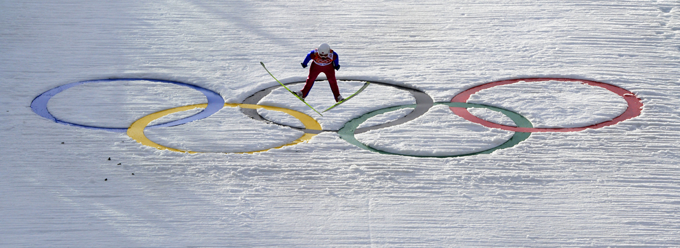 Magnus Krog, Norvegia, concurează în proba masculină de combinată nordică, din cadrul Jocurilor Olimpice de Iarnă, în Rosa Hutor, Rusia, miercuri, 12 februarie 2014.