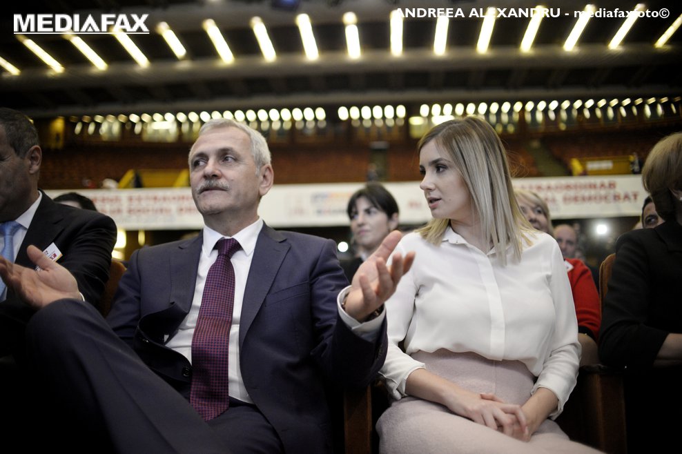 Liderul PSD, Liviu Dragnea  (S) si Irina Alexandra Tanase (D) participa, sambata, 10 martie 2018, la Sala Palatului din Capitala, la Congresului Extraordinar al Partidului Social Democrat (PSD).