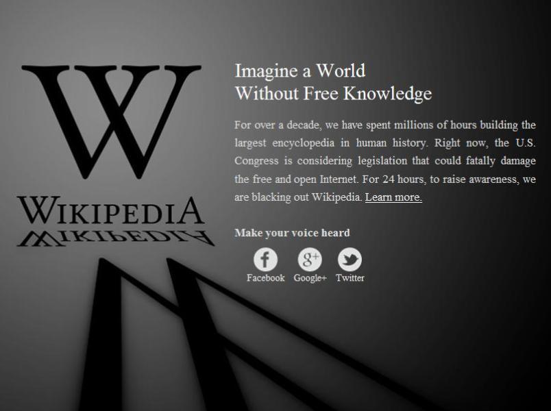 Wikipedia se închide temporar pentru a protesta împotriva legii controversate antipiraterie din SUA