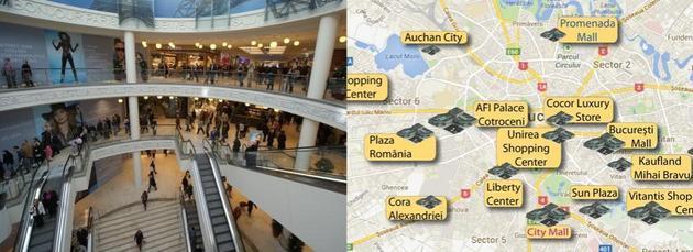Harta mall-urilor din România