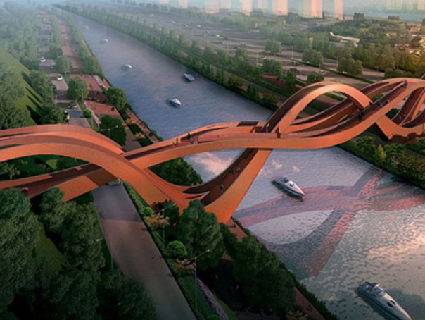 Podul înnodat. Cum va arăta trecerea pietonală peste un lac din China - FOTO