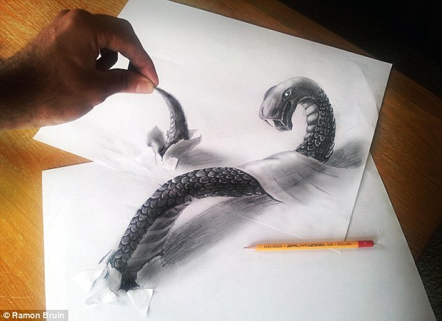 Un artist olandez reuşeşte să "aducă la viaţă" desene 3D doar cu ajutorul unui creion. Galerie FOTO