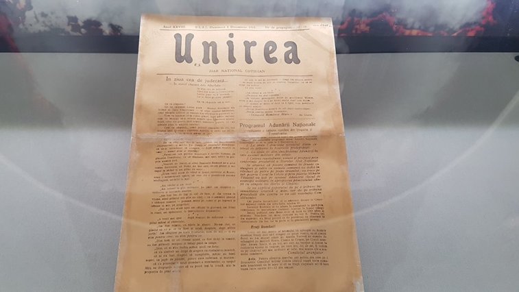 Imaginea articolului Ziarul apărut la 1 Decembrie 1918, cu programul Adunării Naţionale de la Alba Iulia, expus la muzeu. Rolul pe care l-a jucat publicaţia pentru marea zi istorică