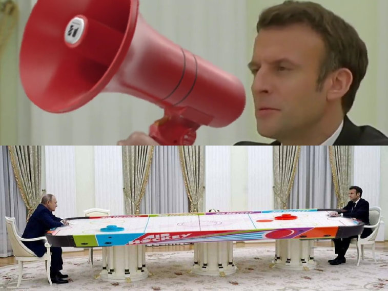 Imaginea articolului Masa lungă la care au discutat Putin şi Macron a devenit virală în online. Cele mai amuzante meme-uri