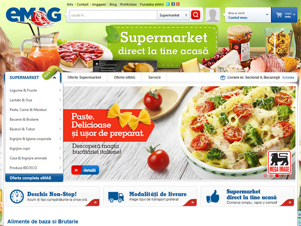Imaginea articolului "Supermarket la tine acasă": Mega Image vinde online în parteneriat cu eMAG