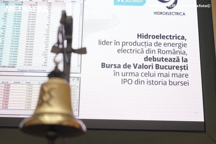 Imaginea articolului Hidroelectrica vine la cota bursei la o evaluare de 49,5 miliarde de lei. Acţiunile H2O, avans de 5,8%