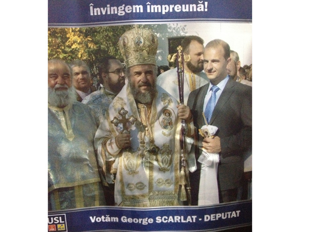 Imaginea articolului Arhiepiscopul Dunării de Jos, IPS Casian Crăciun, într-un pliant electoral al unui candidat USL