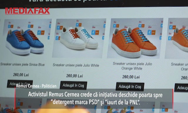Imaginea articolului Poţi achiziţiona pantofi în culorile USR-PLUS, aşa că fii gata să cumperi ”detergent PSD” şi ”iaurt PNL”