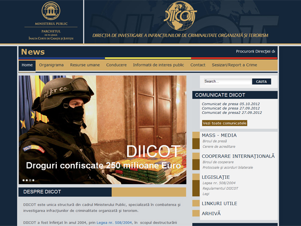 DIICOT şi-a lansat noul site, care include şi categoria 