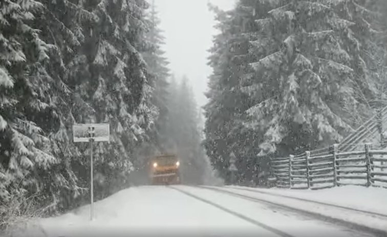Imaginea articolului VIDEO. Ninge în Suceava. Meteorologii au emis cod galben de ninsoare şi vânt