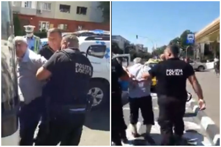 Imaginea articolului VIDEO: Scandal între băcăuani şi poliţia locală, după ce un şofer de autobuz a fost încătuşat şi amendat 