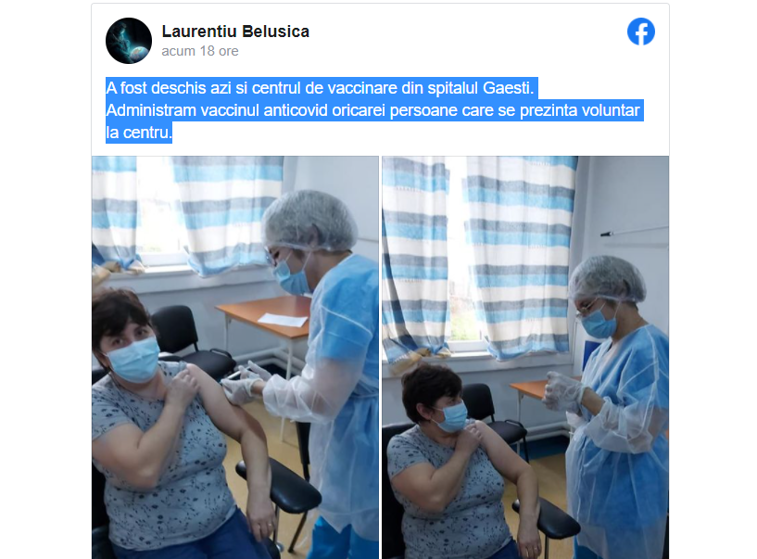Imaginea articolului Un manager de spital trece peste procedura din strategia de vaccinare. La Spitalul Găeşti se poate vaccina oricine 