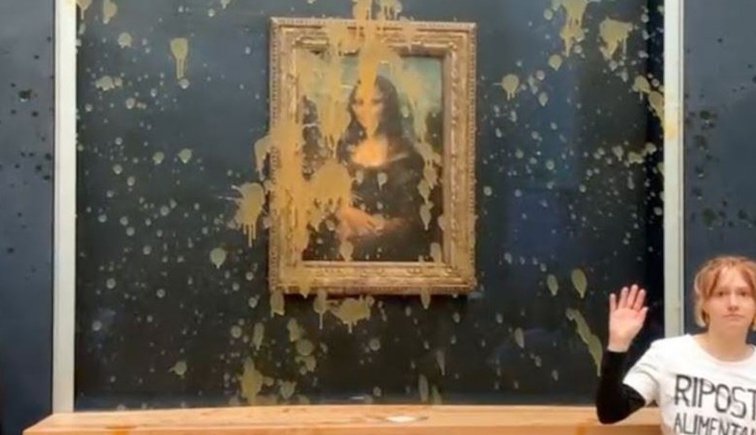 Imaginea articolului Protestatarii au aruncat cu supă în tabloul Mona Lisa de la Louvre din Paris / Protestar: "Sistemul nostru agricol este bolnav, fermierii noştri mor"