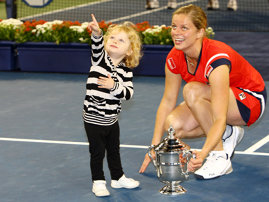 Kim Clijsters alături de fetiţa sa, Jada