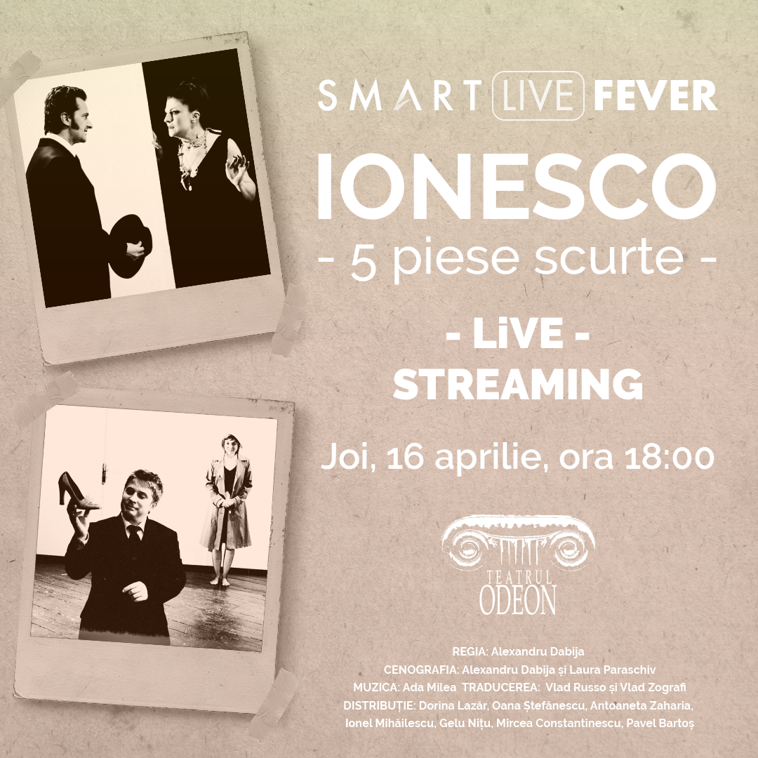 Imaginea articolului Seria Marilor Spectacole @ Odeon vine cu piesa IONESCO – 5 piese scurte - în live streaming pe www.smartradio.ro 