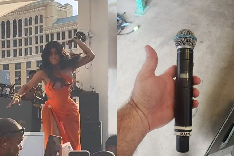Imaginea articolului Microfonul cu care Cardi B a aruncat într-un fan, la un concert, vândut cu 100.000 de dolari