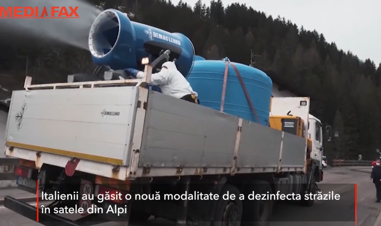 Imaginea articolului VIDEO. Italia împrăştie dezinfectant cu tunurile de zăpadă în satele din Alpi