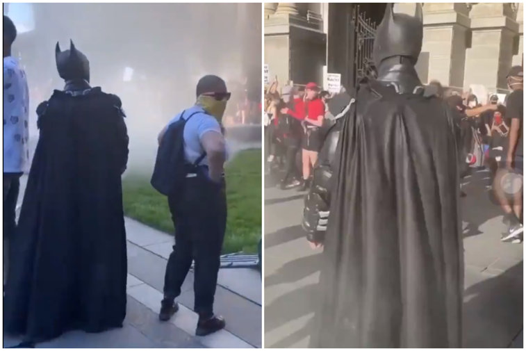 Imaginea articolului VIDEO VIRAL: Batman se alătură protestelor din Philadelphia, în uralele manifestanţilor