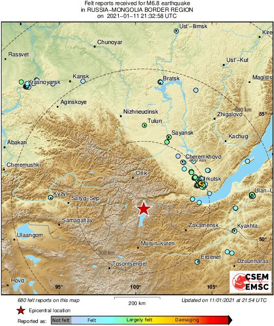 Imaginea articolului Un cutremur de 6,5 grade a lovit graniţa dintre Rusia şi Mongolia