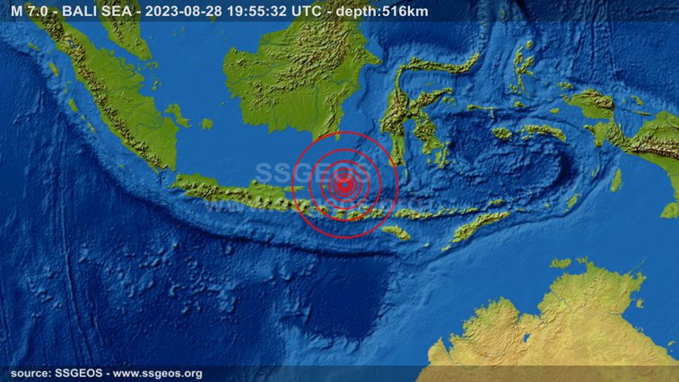 Imaginea articolului Un cutremur cu magnitudinea 7 s-a produs în Indonezia. Epicentrul seismului a fost în largul mării Bali