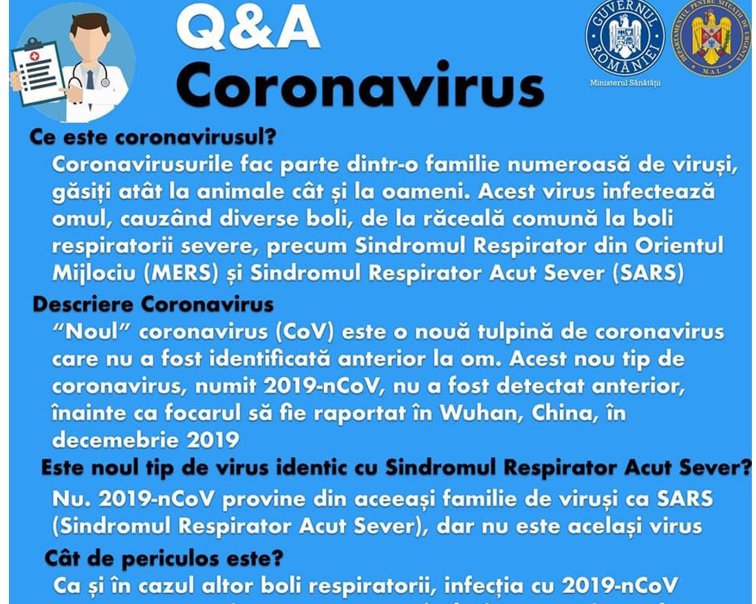 Imaginea articolului O linie Telverde la care cetăţenii pot primi informaţii despre coronavirus este disponibilă începând de joi. Document cu informaţii despre boală, publicat de autorităţi / Informaţii despre COVID-19 de la OMS | VIDEO, DOCUMENT