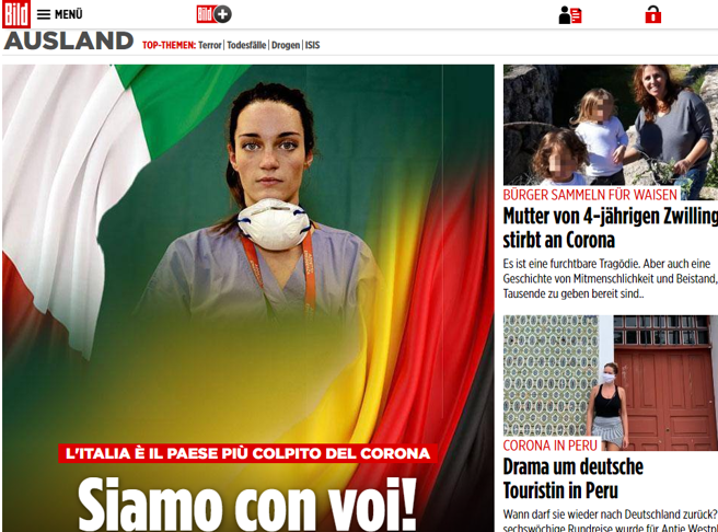 Imaginea articolului Cel mai mare cotidian german îi dedică prima pagină Italiei. Răspunsul italienilor: “Ipocrita!”