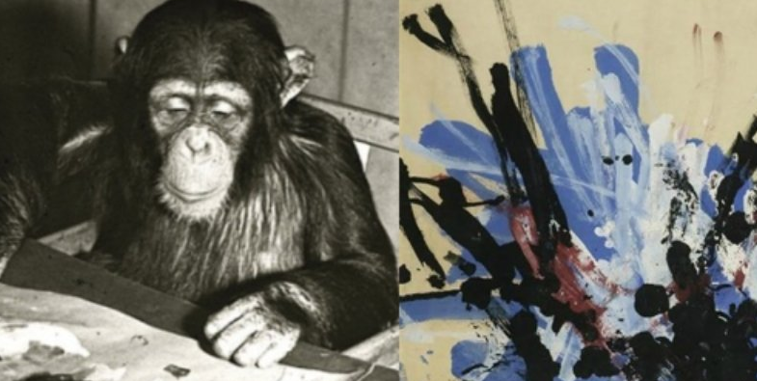 Imaginea articolului Cincizeci şi cinci de picturi realizate de cimpanzeul Congo vor fi vândute pentru o sumă uriaşă | FOTO