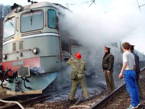 Imaginea articolului Train Locomotive Catches Fire In C Romania, No Victims