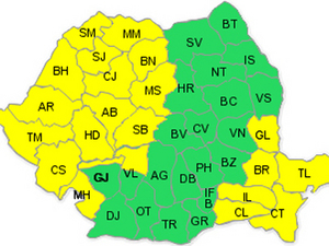 Imaginea articolului Hot Weather, Rainfall, Windstorm Prompt Yellow Code Advisory For 22 Romanian Counties